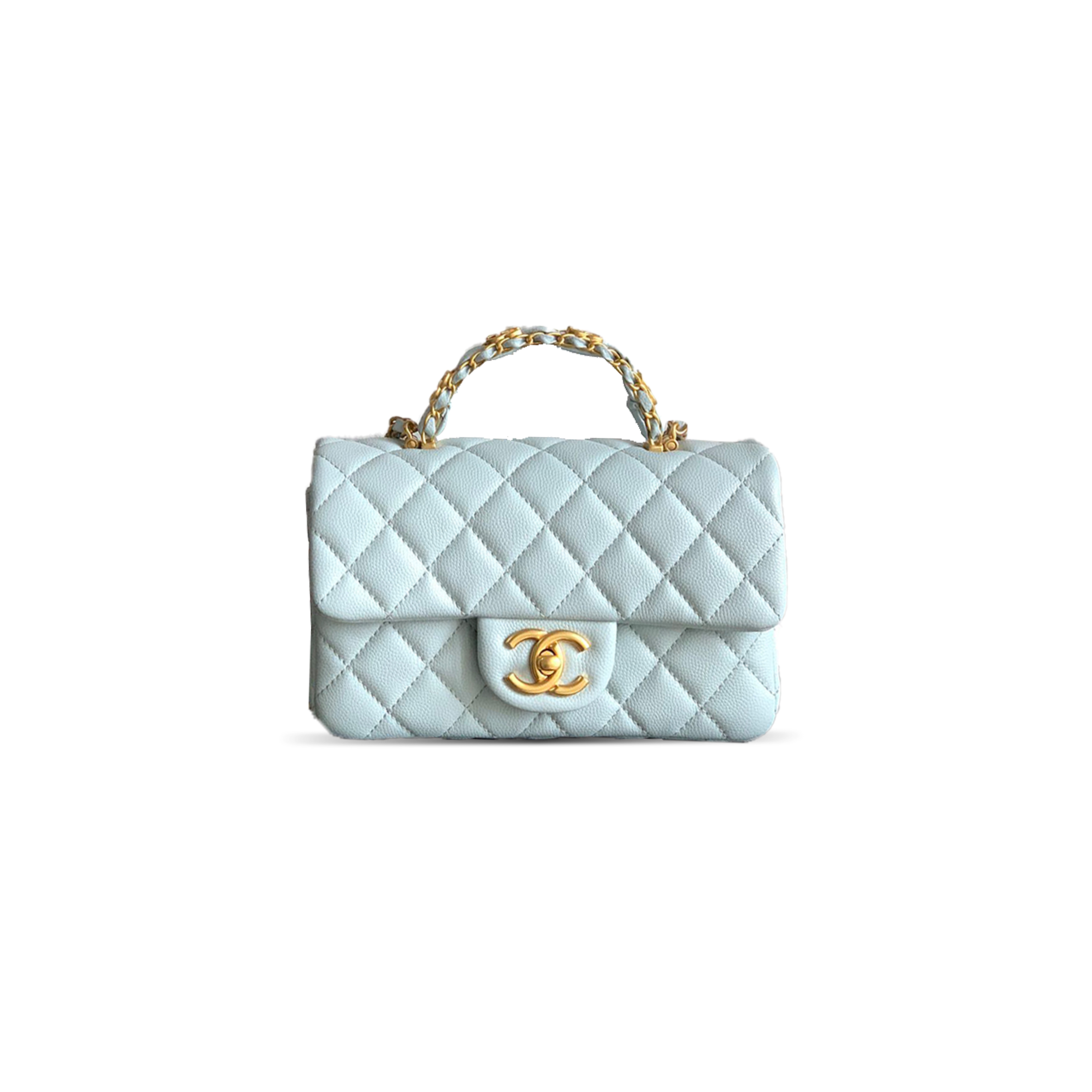 CHANEL MINI FLAP HANDLE CALFSKIN CAVIAR AS5701 (20*12*6cm）